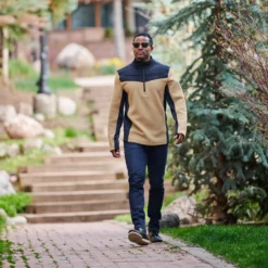 Spyder Mens Encore Half Zip - Black Tannin